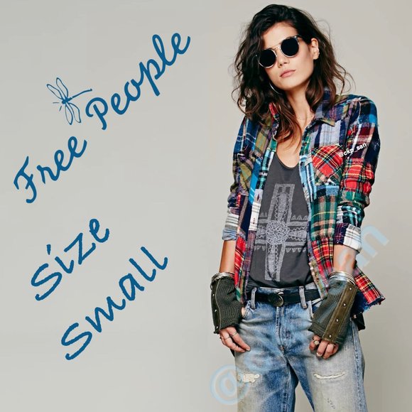 Free People Tops - Rare Lost In Plaid Patchwork Shirt Sz S